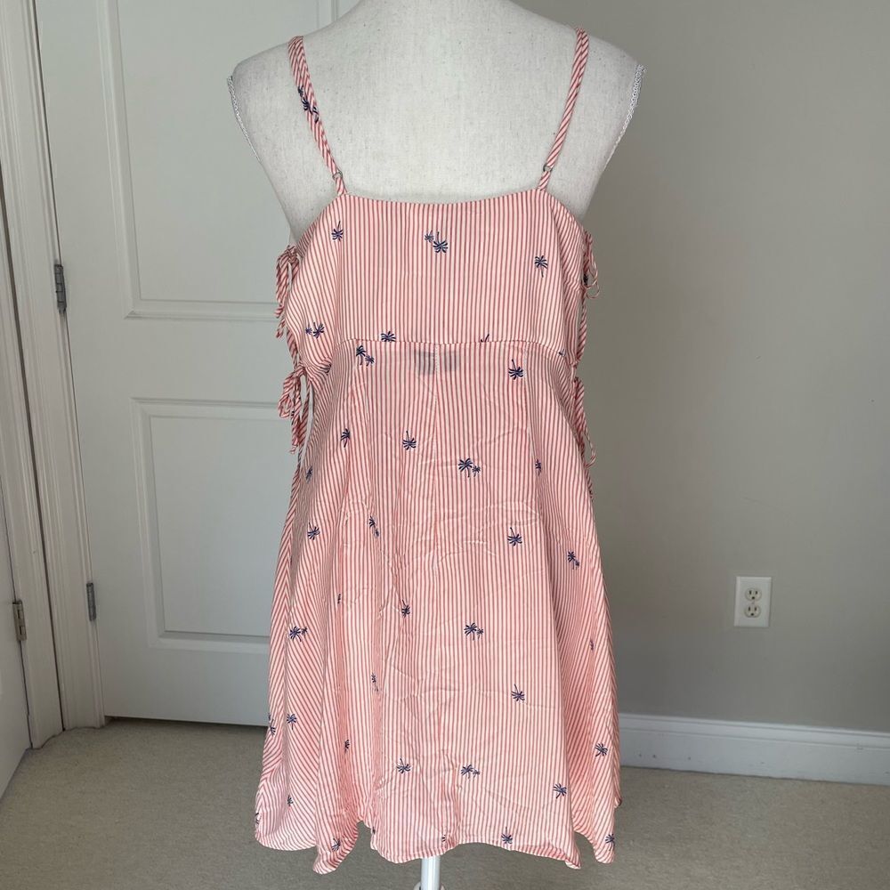 NWT Free People Garden Grove Pink and White Striped Palm Tree Print Slip Dress - Picture 7 of 12